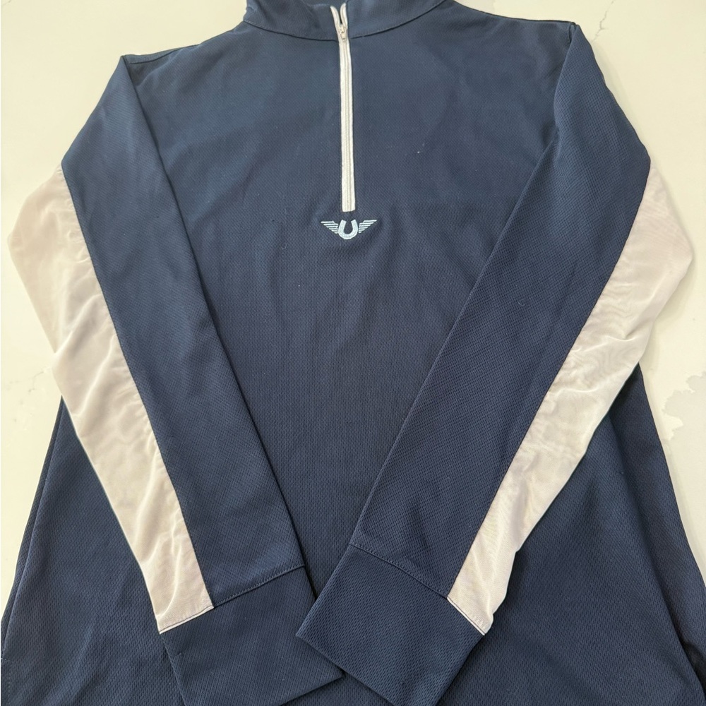 Women's Navy and White Sweatshirt
